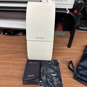 Prada XL Sunglasses Hard Case with Cloth Box White Authentic Magnetic